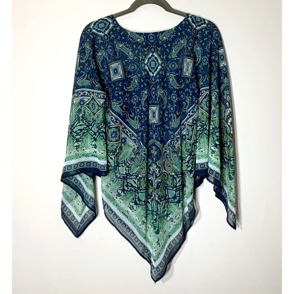Dana Buchman Tops - Dana Buchman Flowy Poncho + Camisole Womens XS Boho 2 Piece Set Blue Paisley